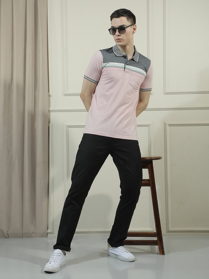 COBB PINK SOLID POLO NECK T-SHIRT