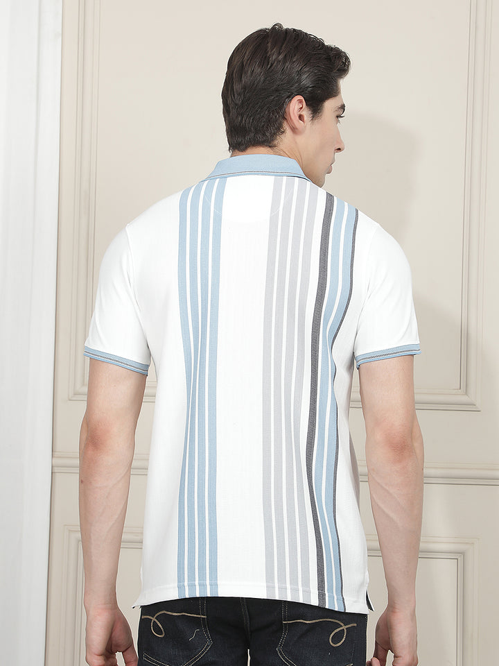 sky striped polo t-shirt