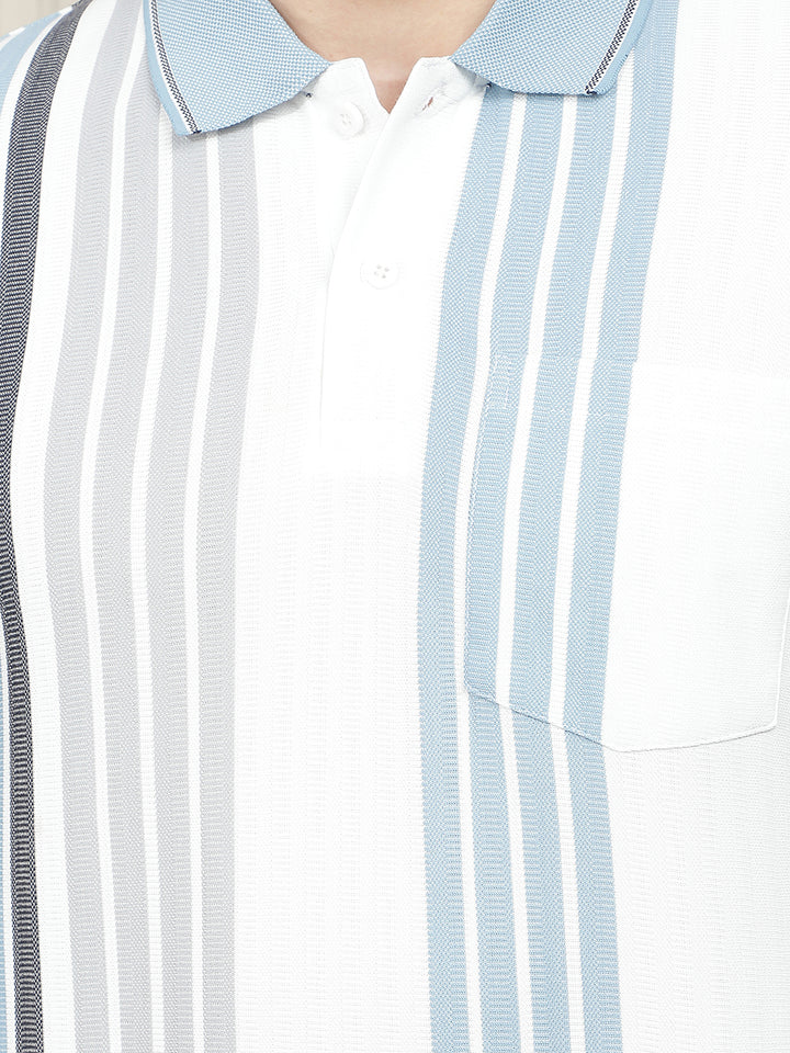 sky striped polo t-shirt