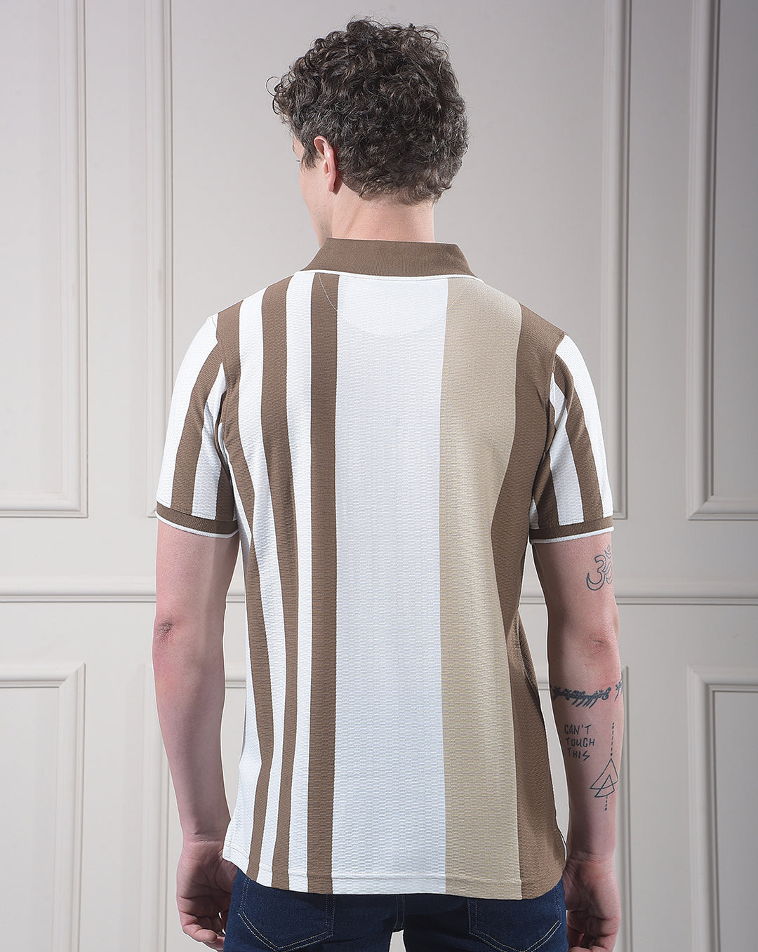 COBB BROWN COLOR-BLOCK POLO NECK T-SHIRT
