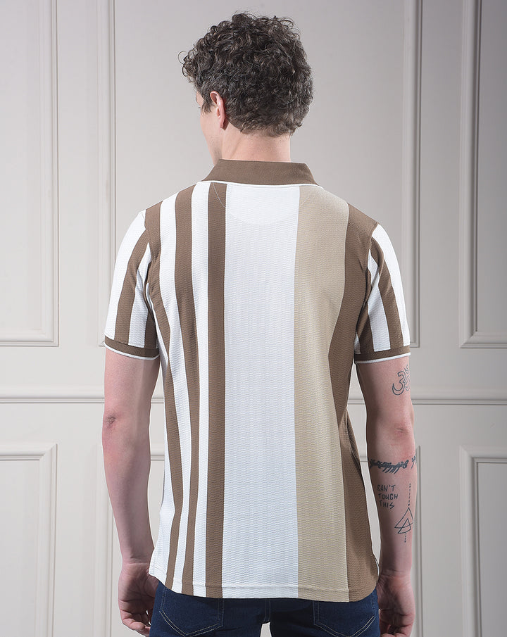COBB BROWN COLOR-BLOCK POLO NECK T-SHIRT