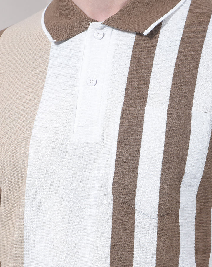 COBB BROWN COLOR-BLOCK POLO NECK T-SHIRT