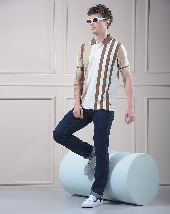 COBB BROWN COLOR-BLOCK POLO NECK T-SHIRT