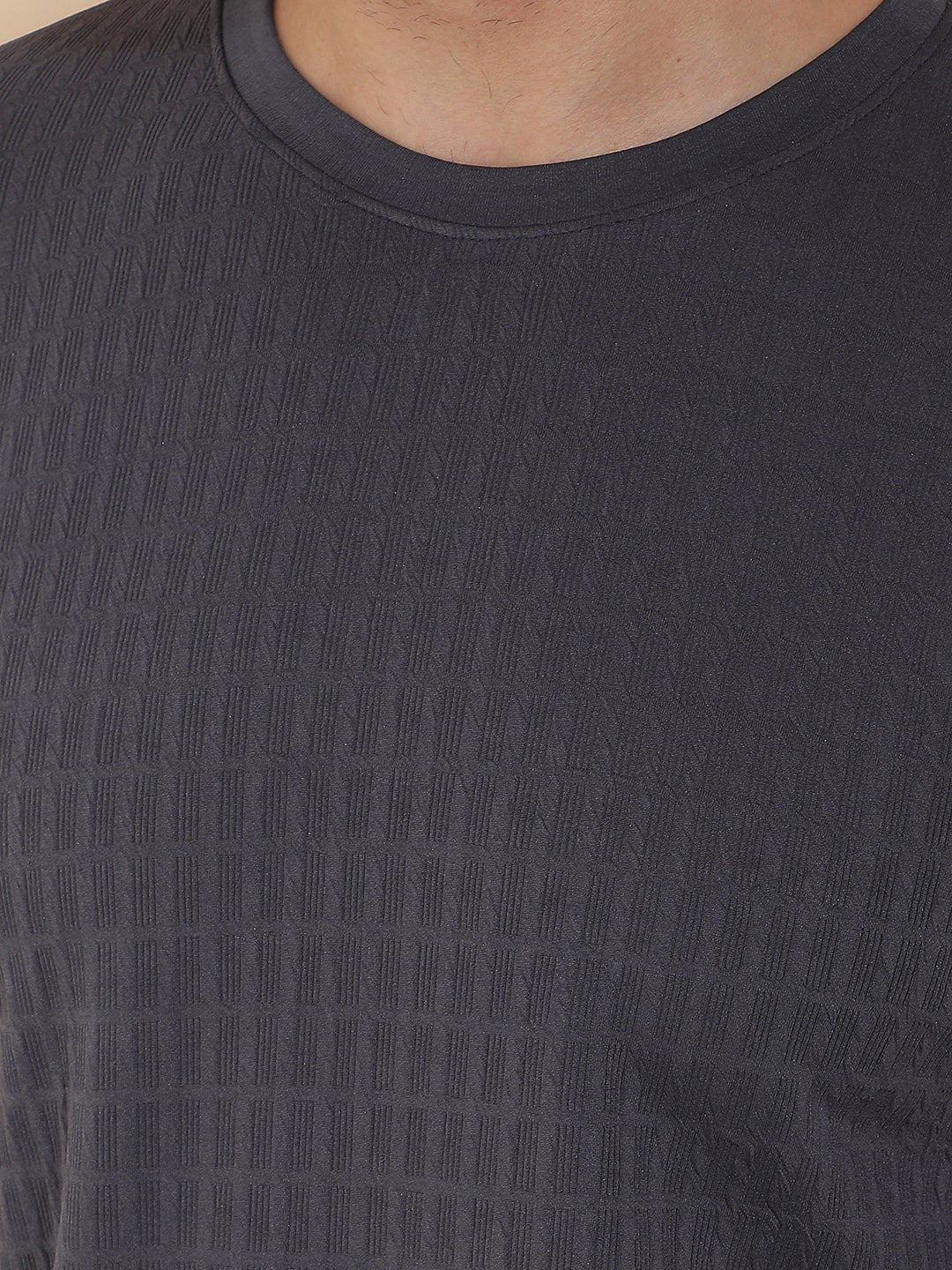 COBB DARK GREY SOLID ROUND NECK T-SHIRT