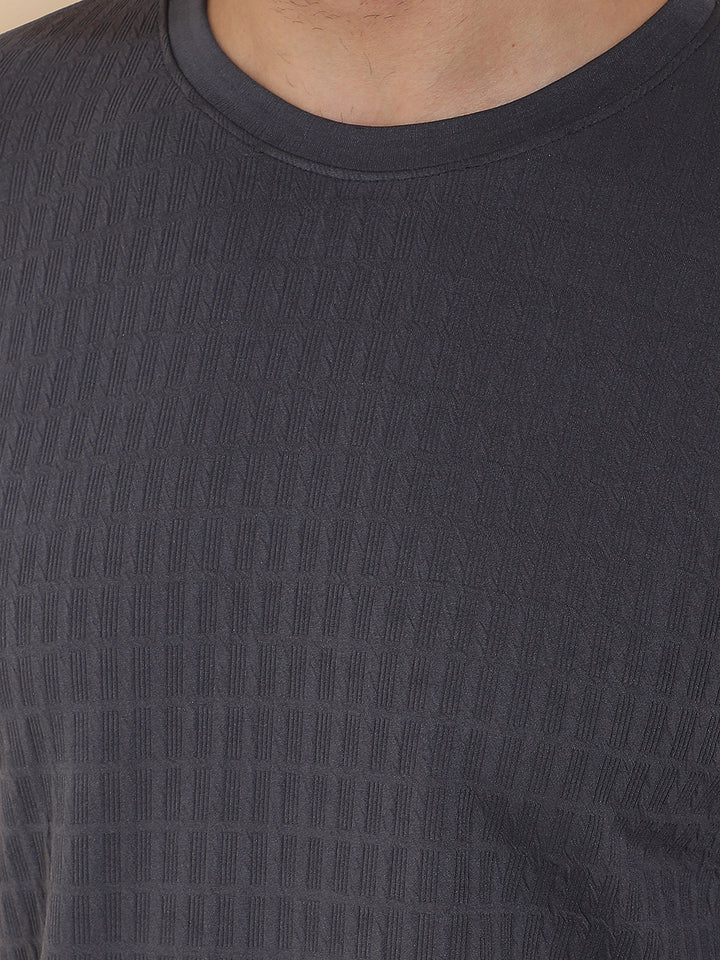 COBB DARK GREY SOLID ROUND NECK T-SHIRT
