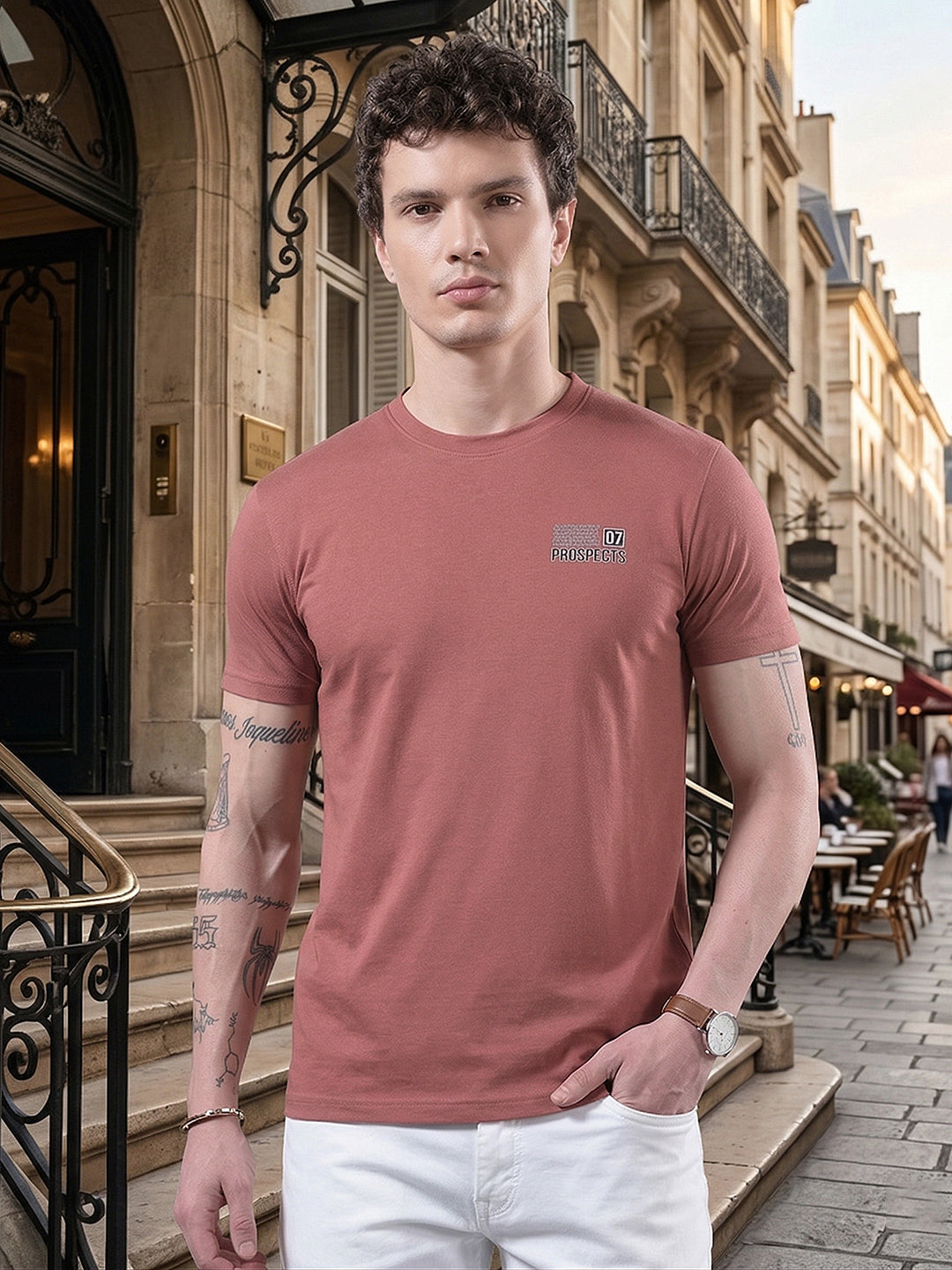 cobb rust solid round neck t-shirt