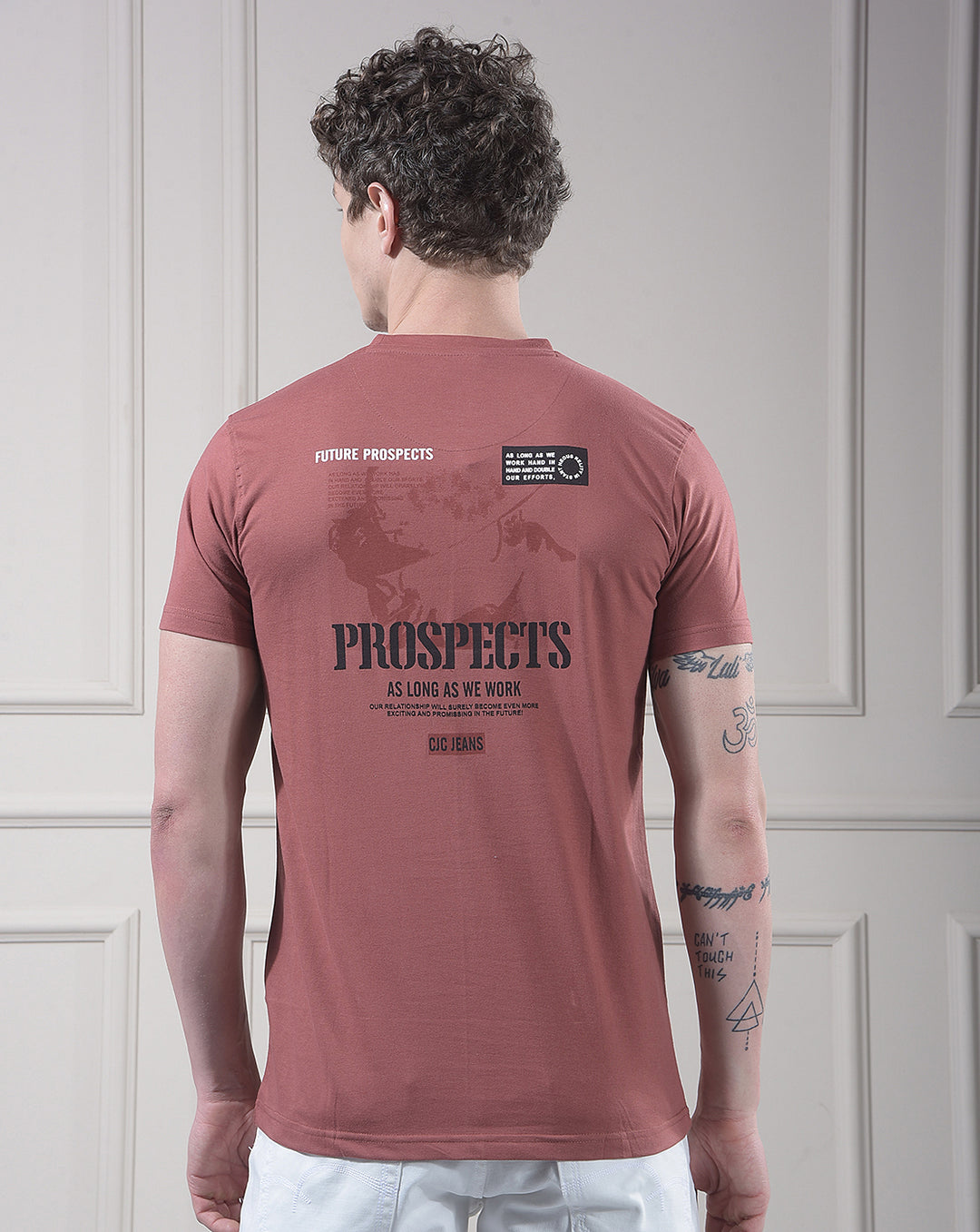 cobb rust solid round neck t-shirt