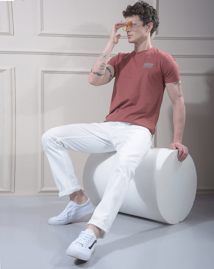 COBB RUST SOLID ROUND NECK T-SHIRT