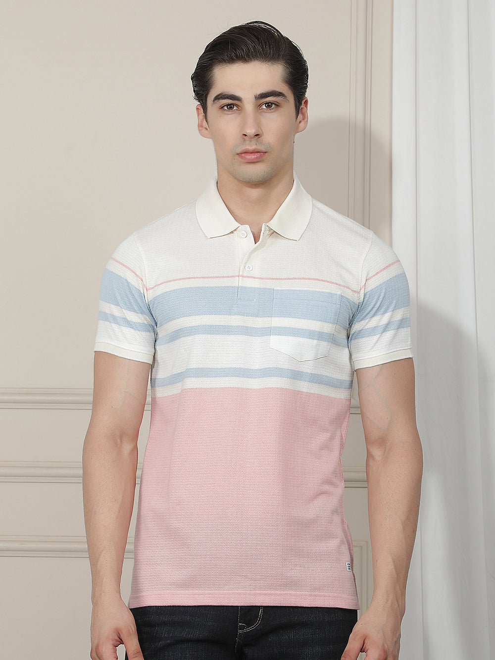 pink color-block polo t-shirt