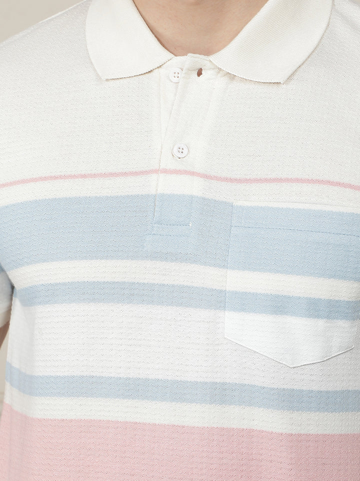 pink color-block polo t-shirt