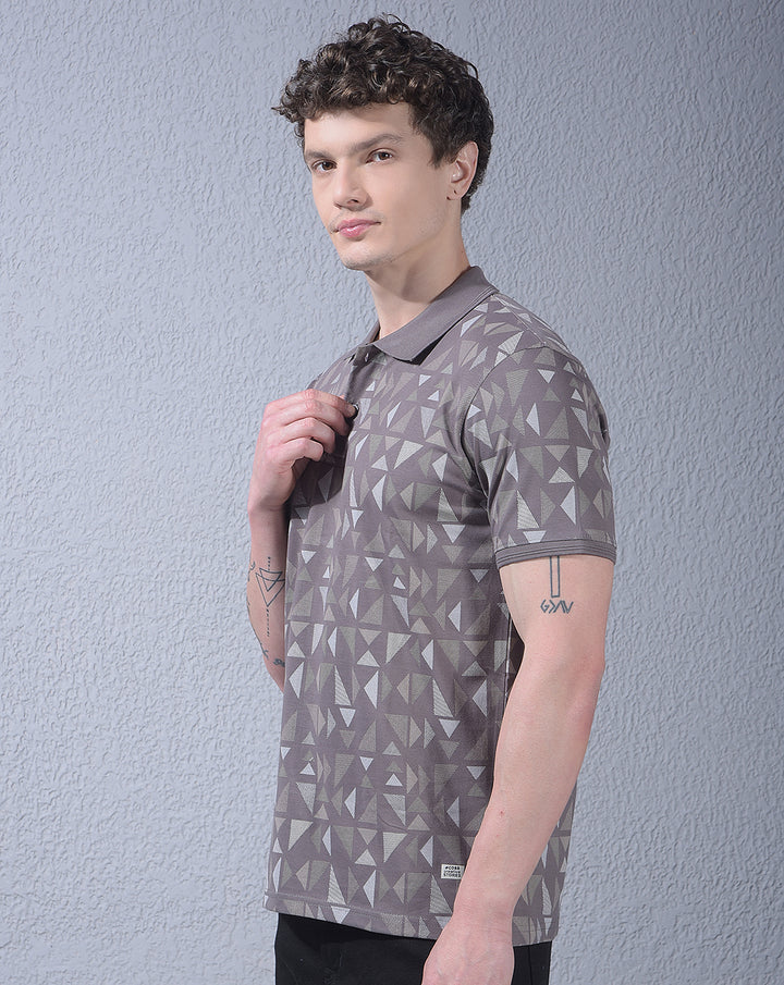 cobb brown color-block polo neck t-shirt