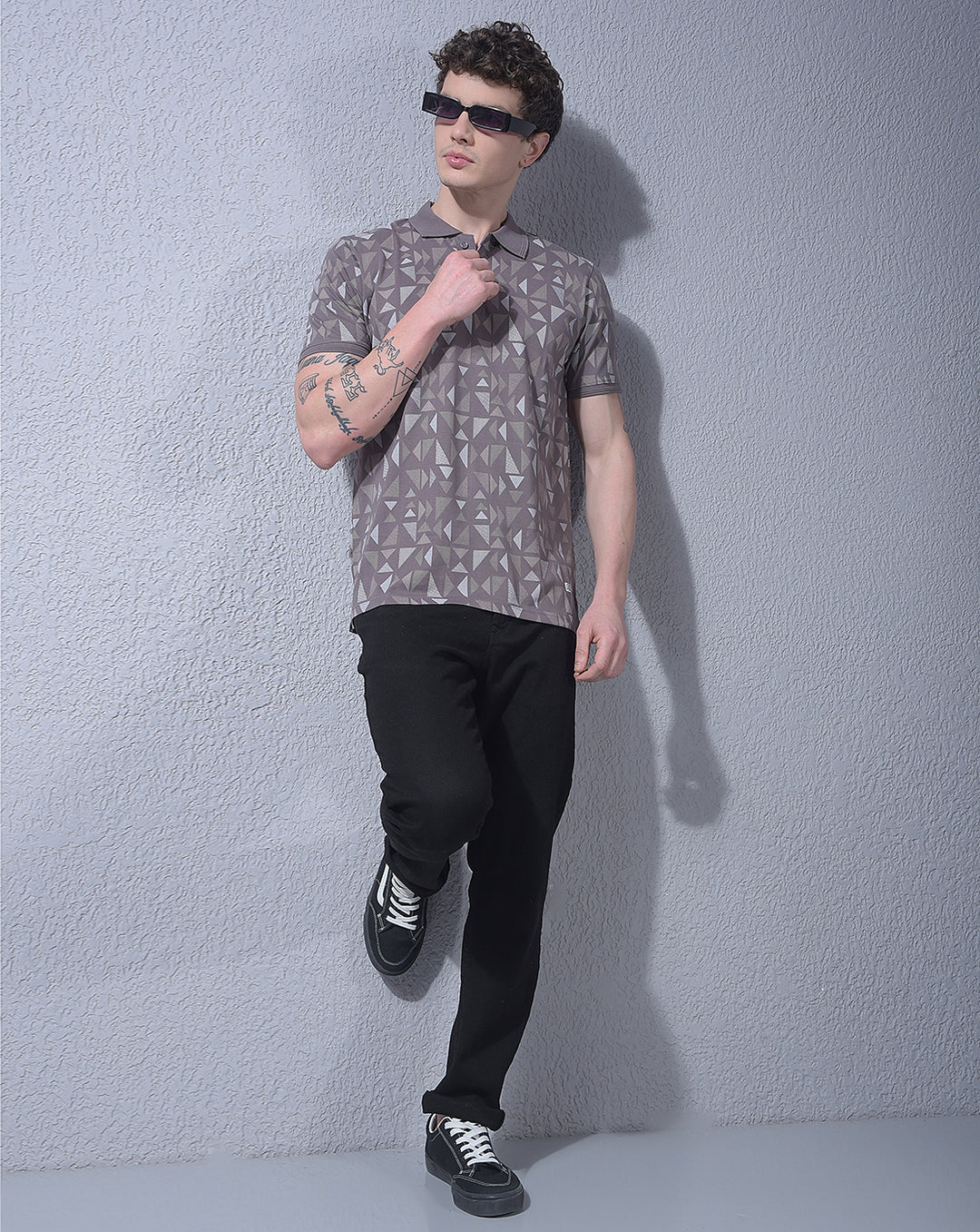 COBB BROWN COLOR-BLOCK POLO NECK T-SHIRT