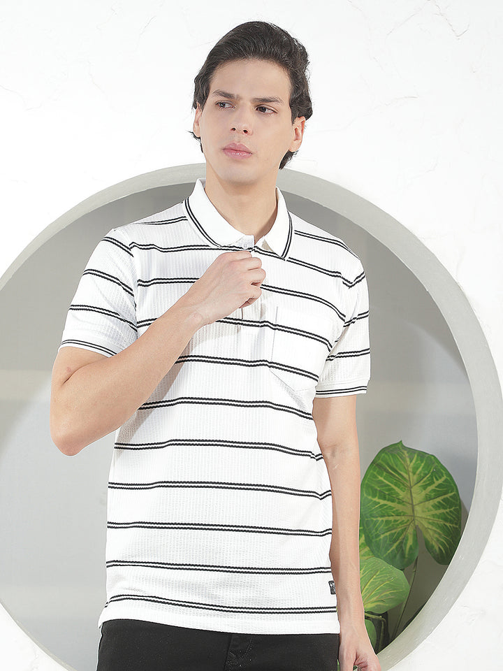 white striped polo t-shirt
