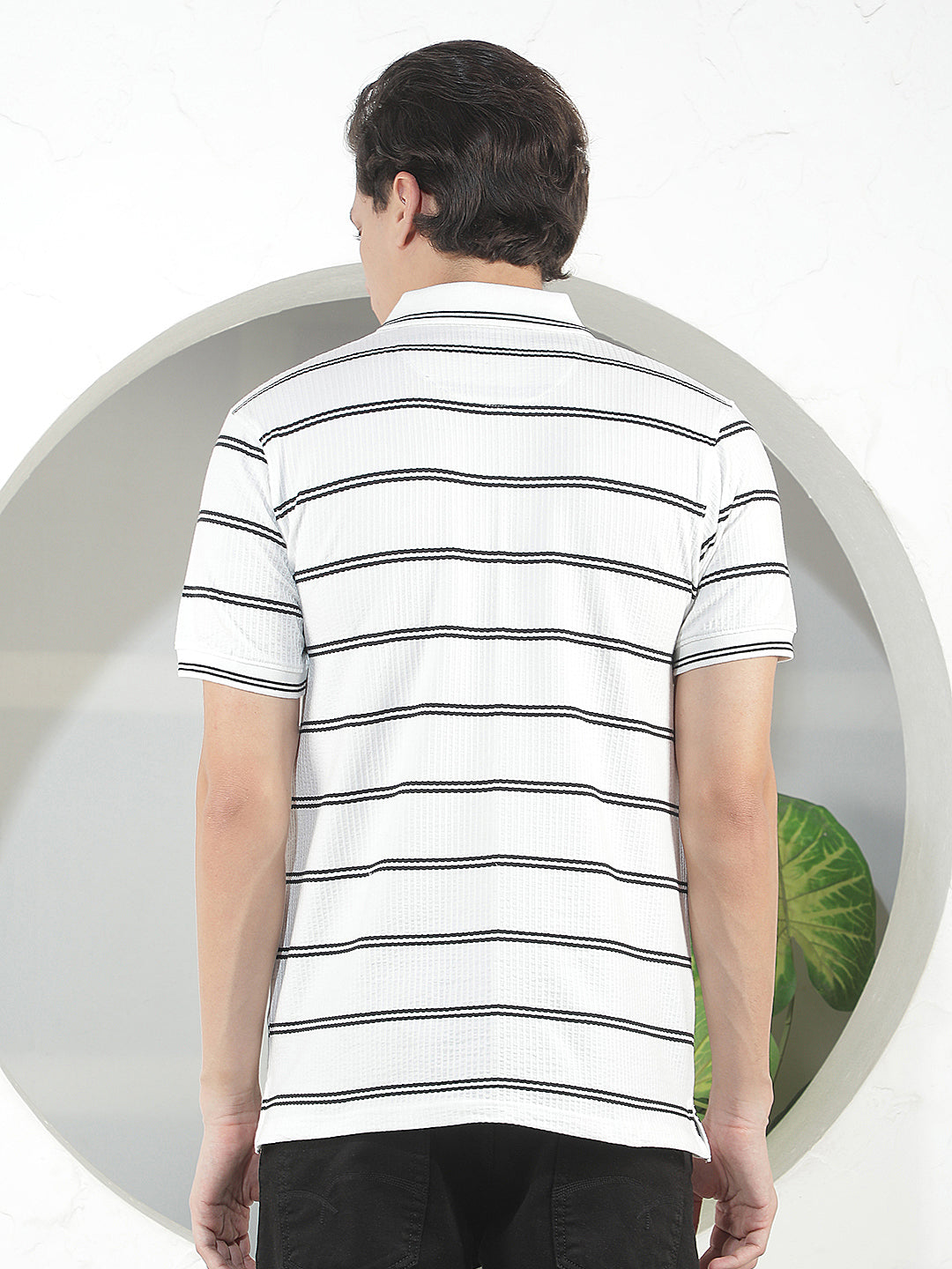 white striped polo t-shirt