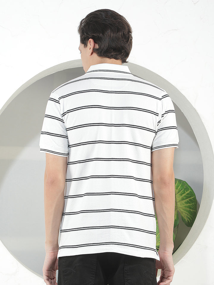 white striped polo t-shirt