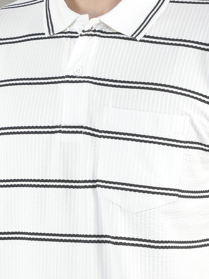 white striped polo t-shirt