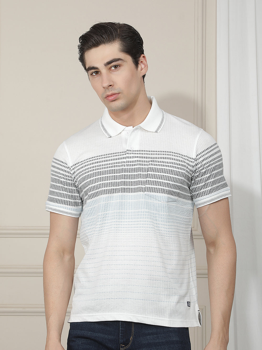white striped polo t-shirt