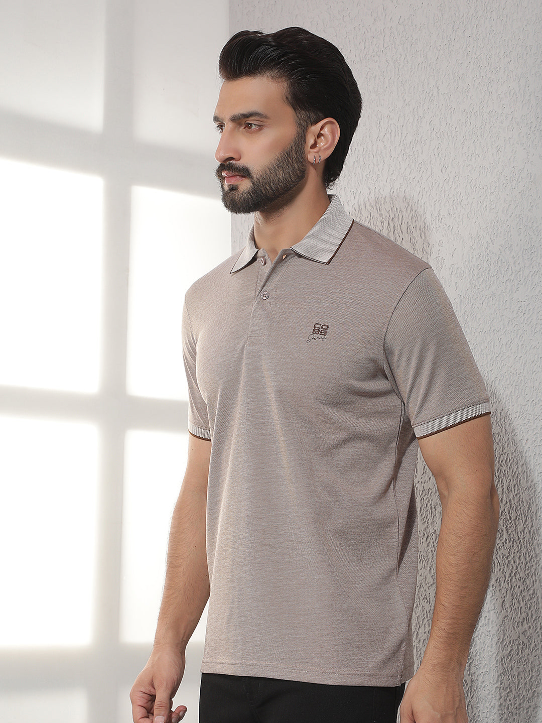 cobb coffee solid polo neck t-shirt