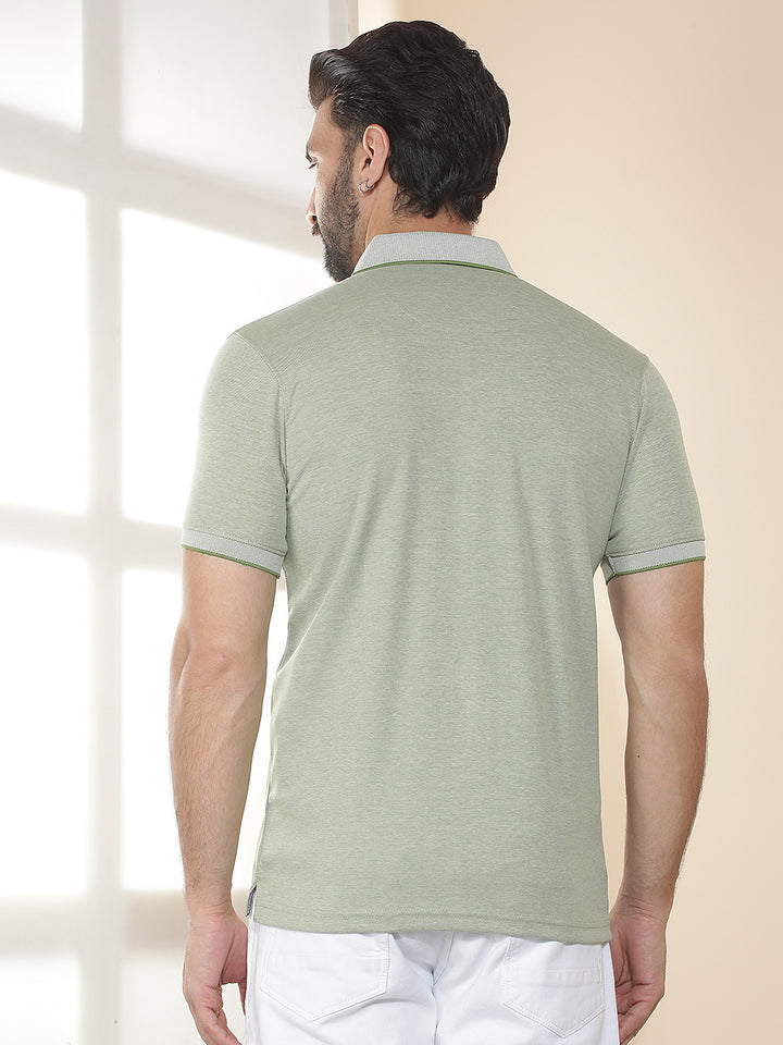 cobb light green solid polo neck t-shirt