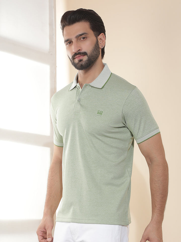 cobb light green solid polo neck t-shirt