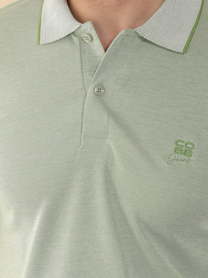 COBB LIGHT GREEN SOLID POLO NECK T-SHIRT