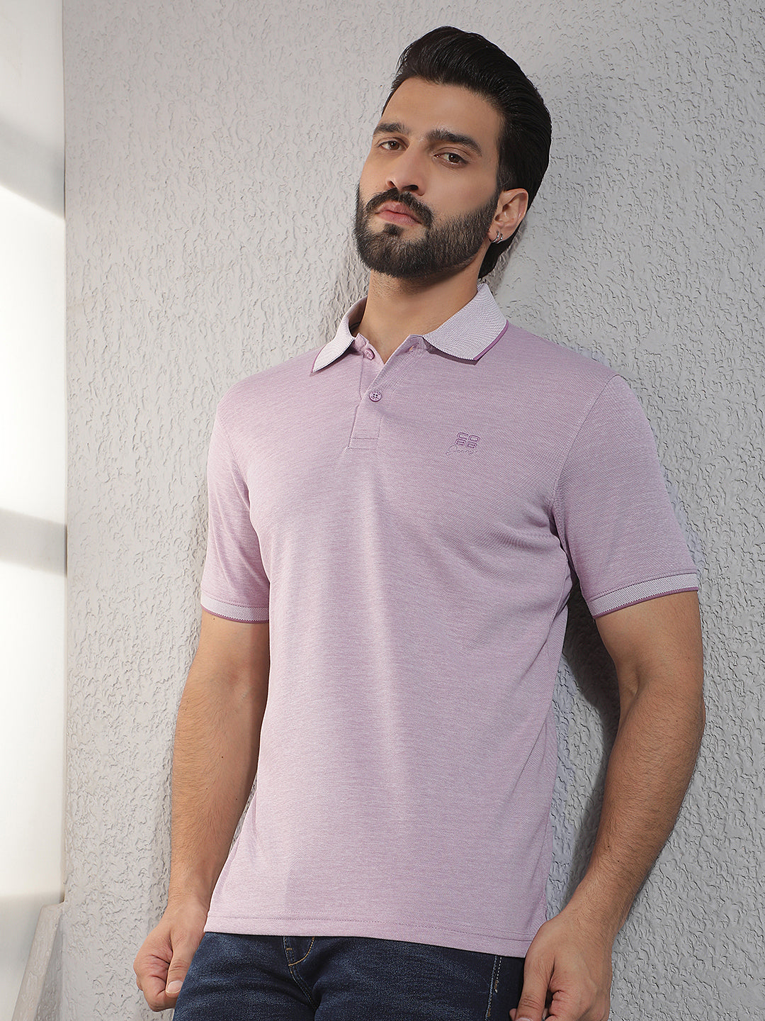 cobb purple solid polo neck t-shirt