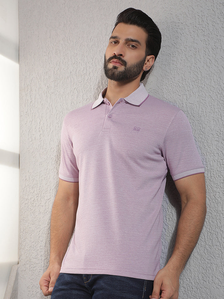 cobb purple solid polo neck t-shirt