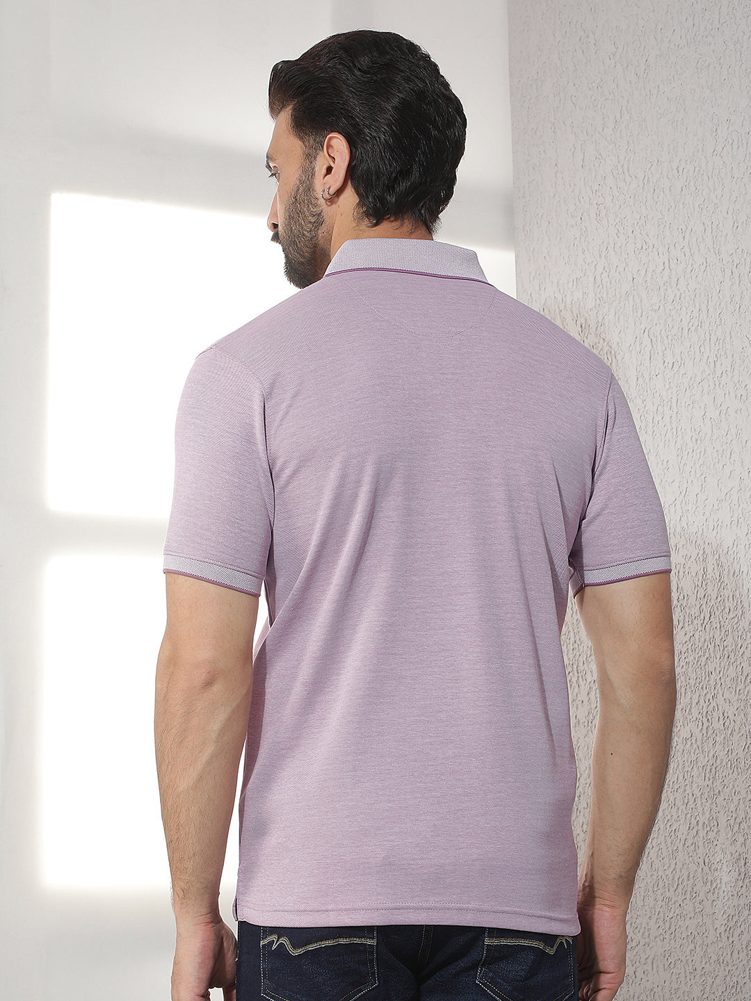 cobb purple solid polo neck t-shirt
