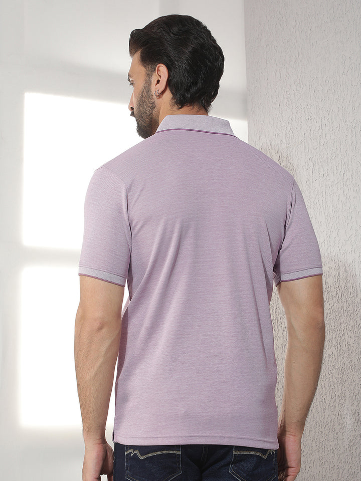 cobb purple solid polo neck t-shirt