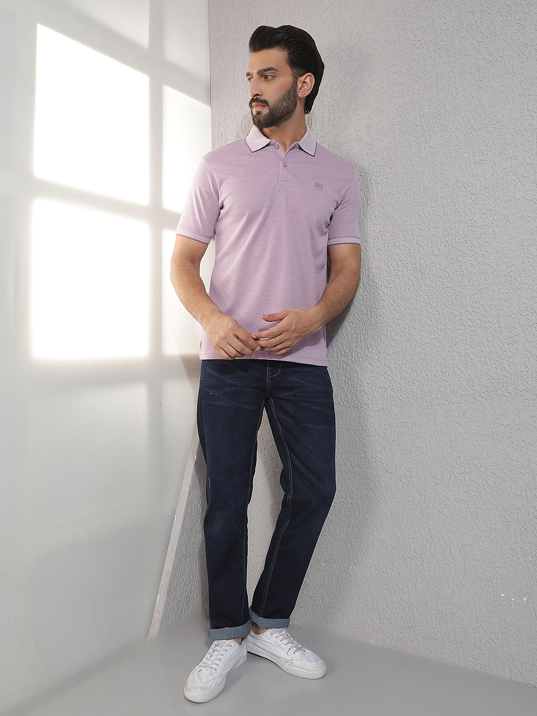 COBB PURPLE SOLID POLO NECK T-SHIRT