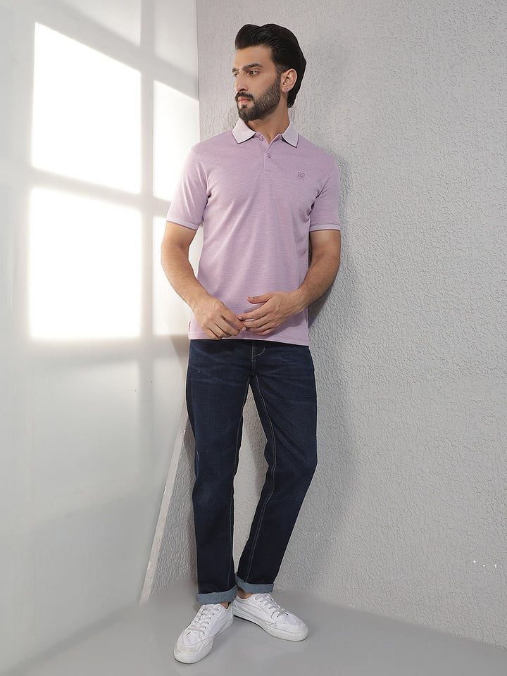 COBB PURPLE SOLID POLO NECK T-SHIRT