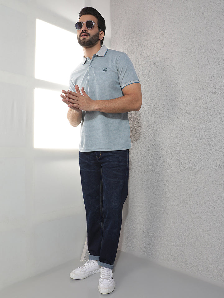 COBB TEAL SOLID POLO NECK T-SHIRT