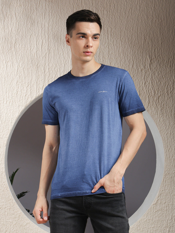 cobb solid blue round neck t-shirt