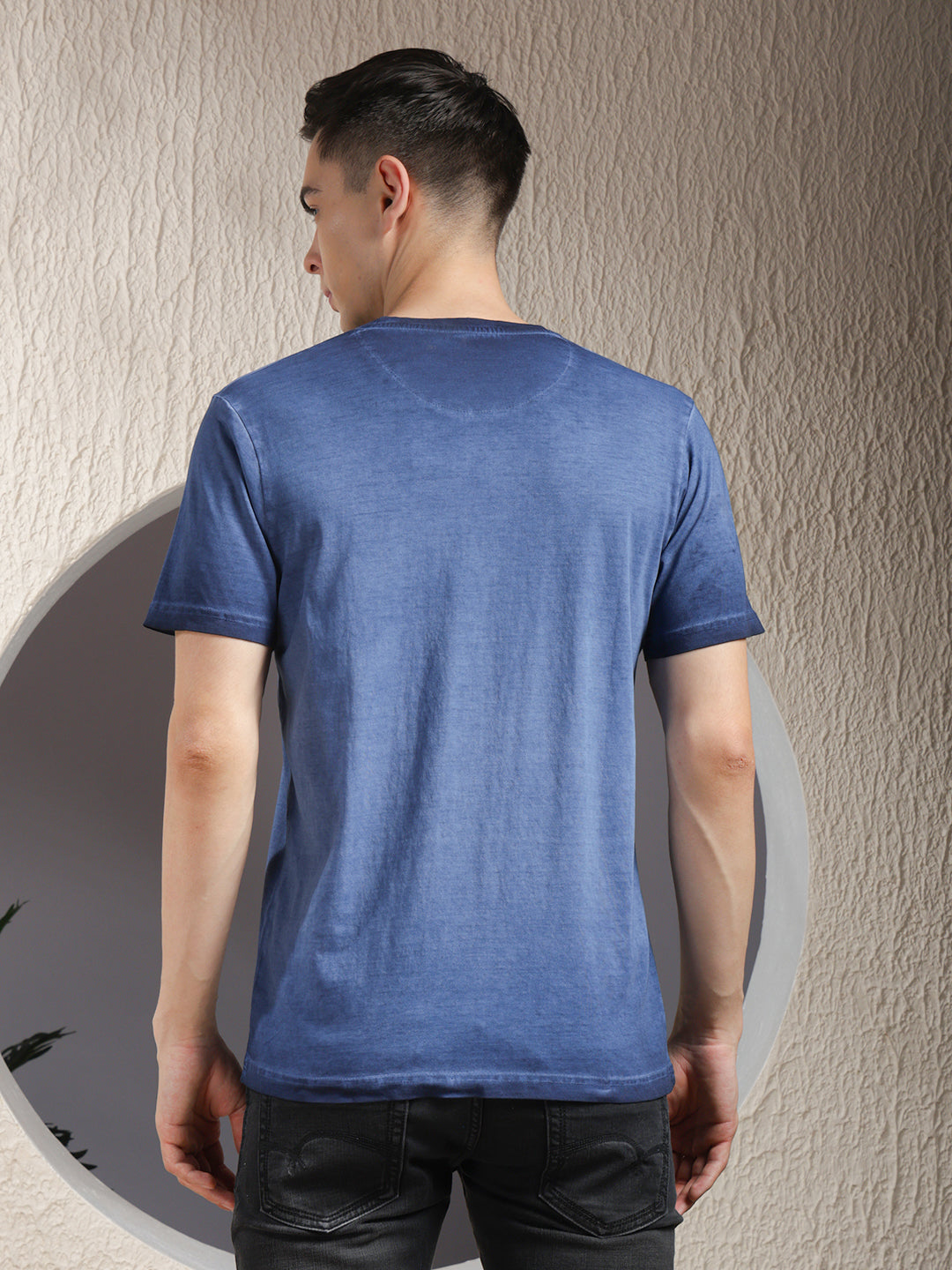 cobb solid blue round neck t-shirt