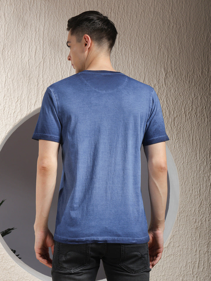 cobb solid blue round neck t-shirt
