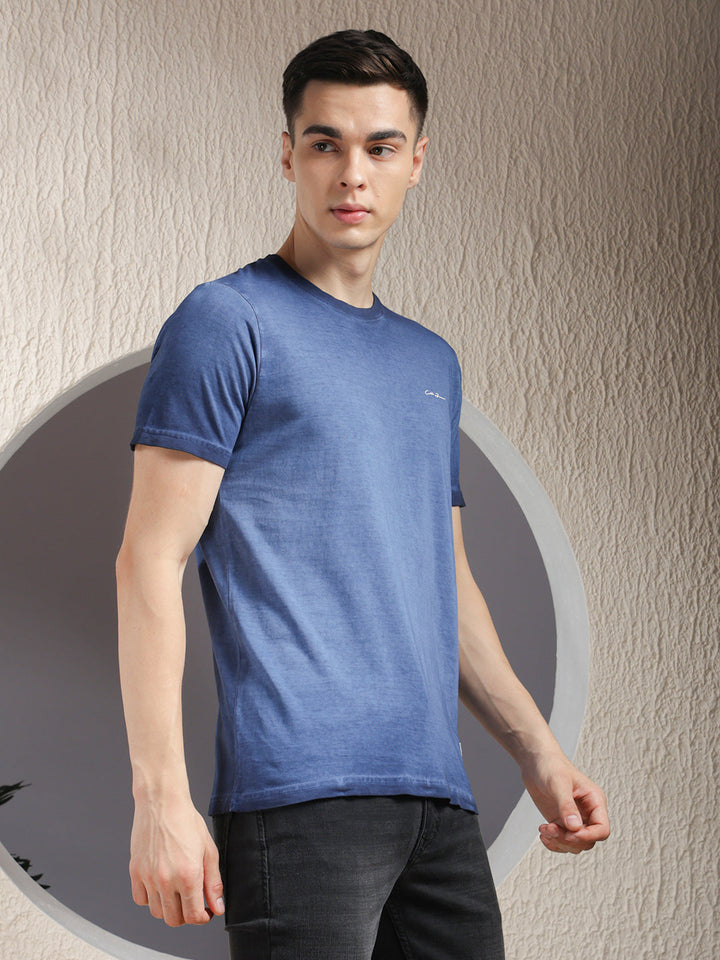 cobb solid blue round neck t-shirt