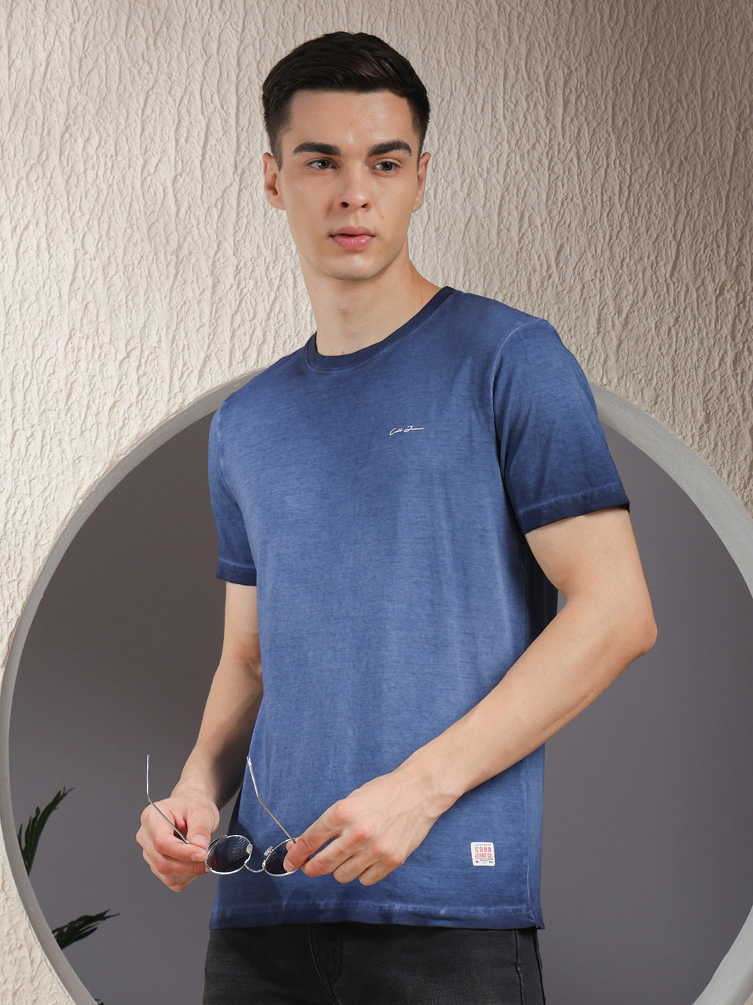 COBB SOLID BLUE ROUND NECK T-SHIRT