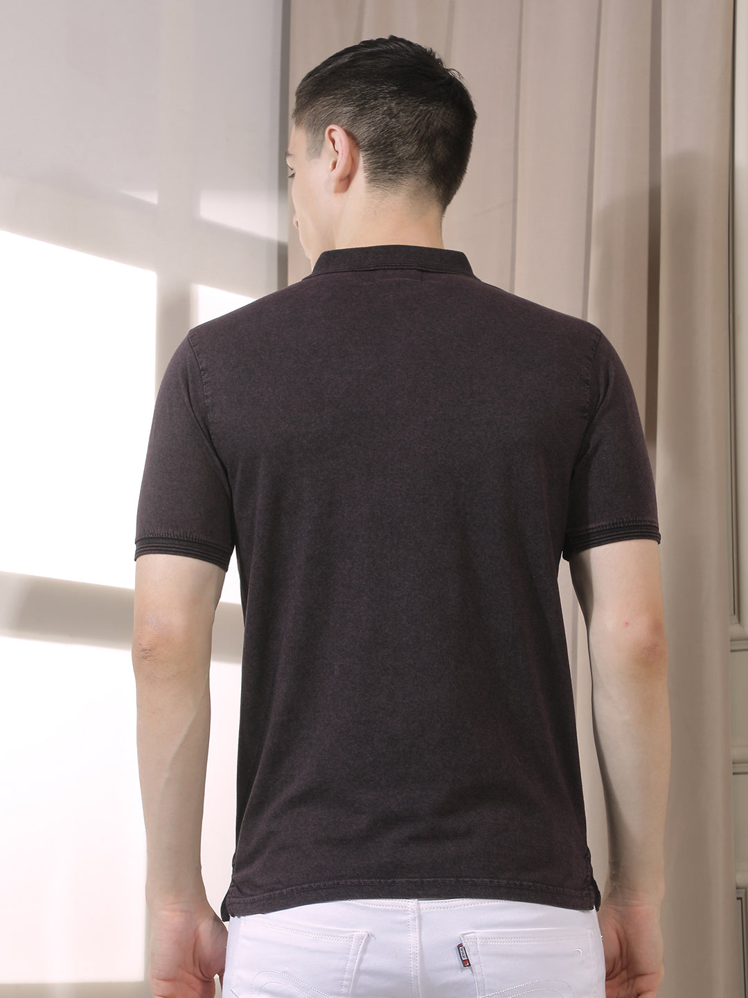 cobb wine solid polo neck t-shirt