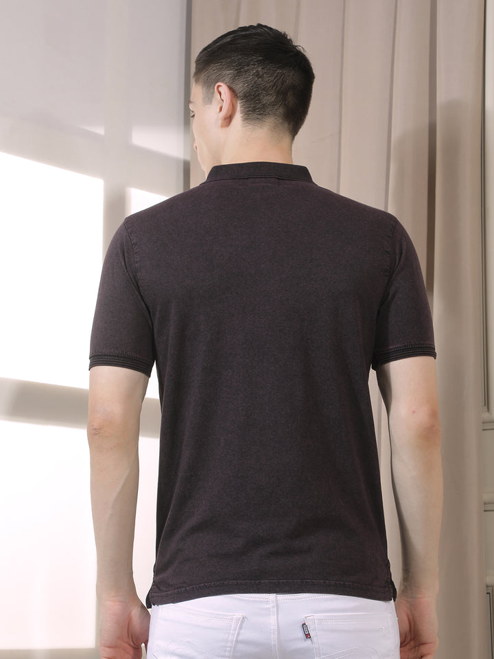 cobb wine solid polo neck t-shirt