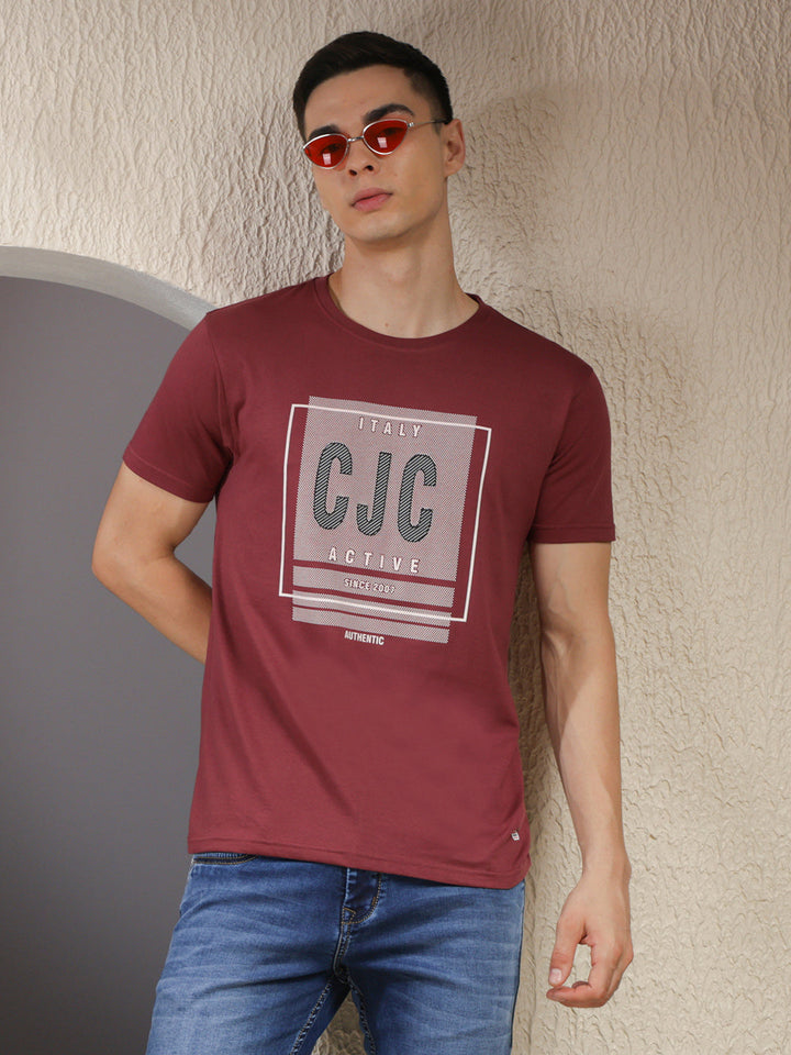 cobb magenta pink printed round neck t-shirt