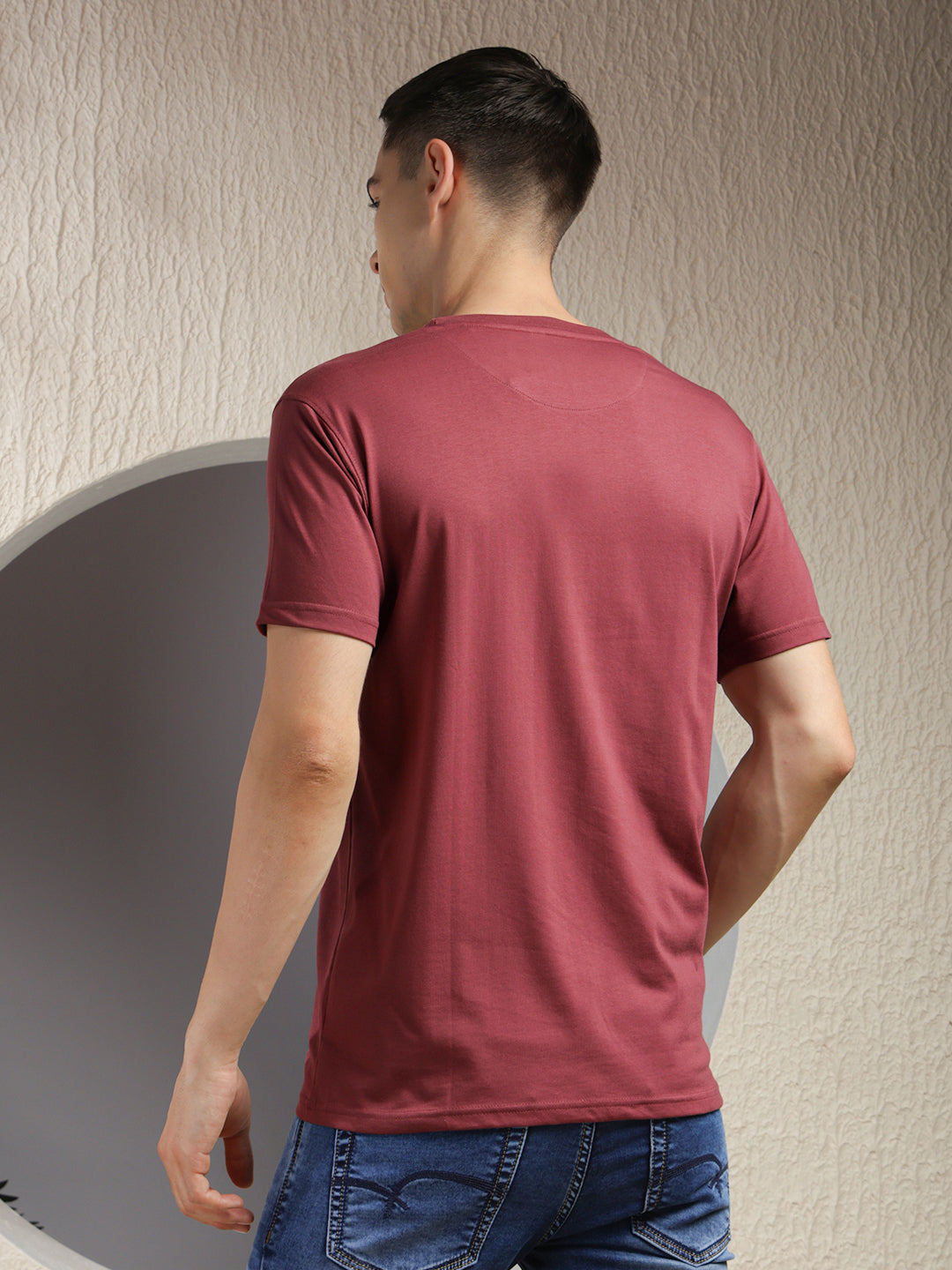 cobb magenta pink printed round neck t-shirt