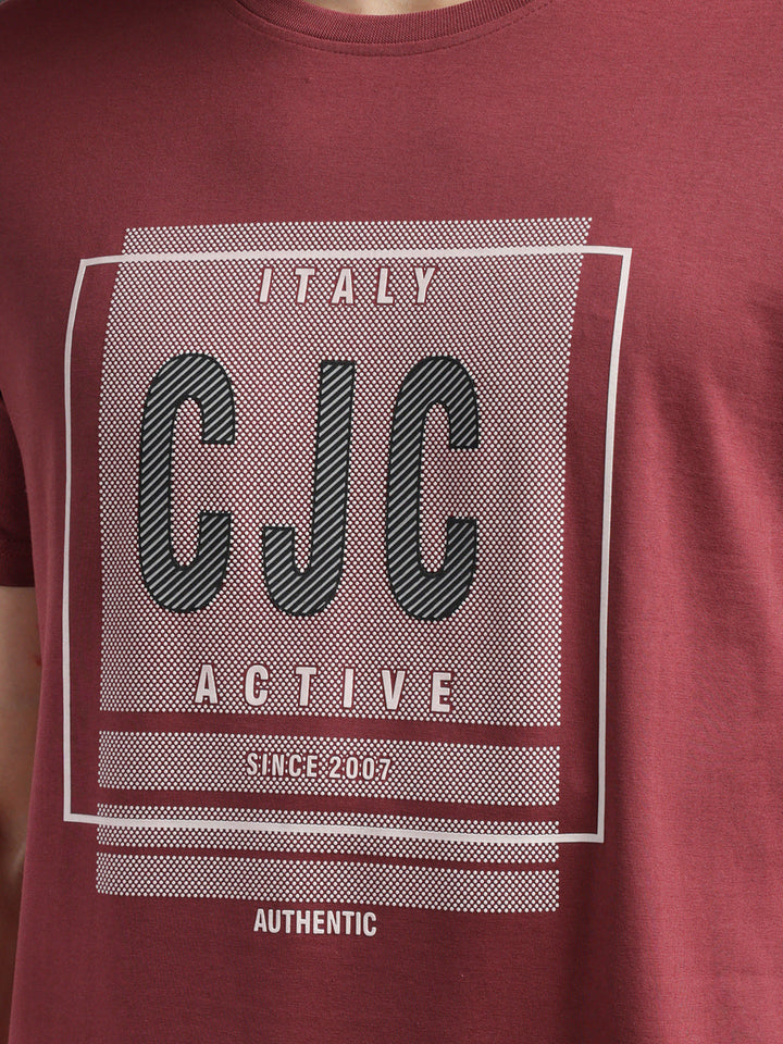 cobb magenta pink printed round neck t-shirt