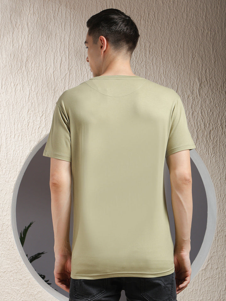 cobb pista green printed round neck t-shirt