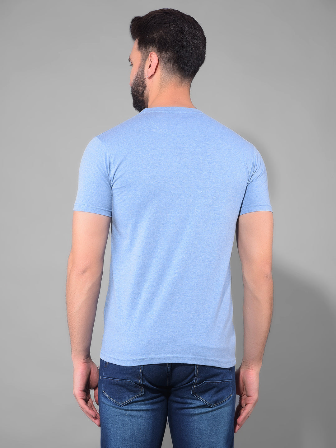 cobb sky blue printed round neck t-shirt