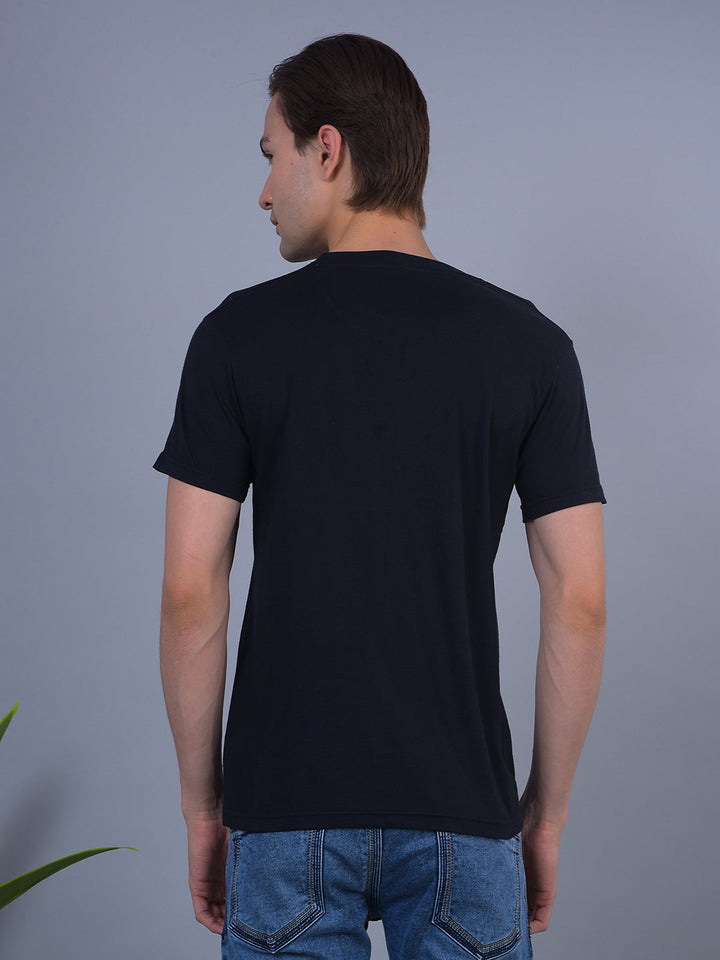 cobb navy blue printed round neck t-shirt