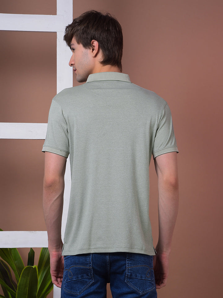 cobb light green striped polo neck t-shirt