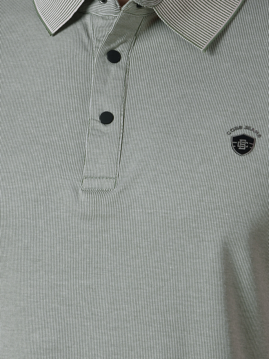 cobb light green striped polo neck t-shirt