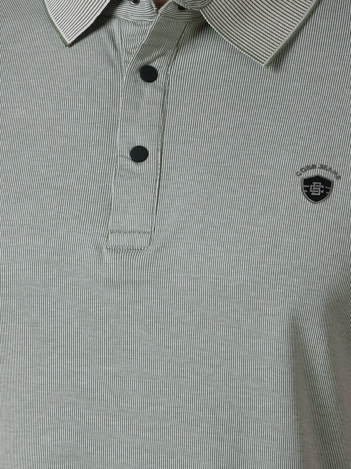 cobb light green striped polo neck t-shirt