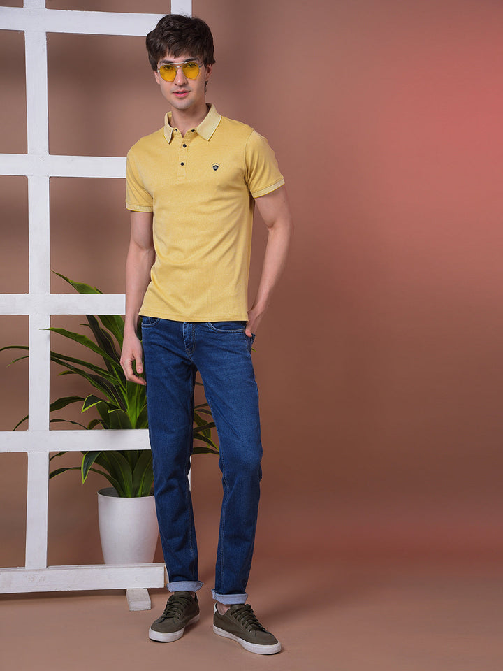 cobb mustard striped polo neck t-shirt