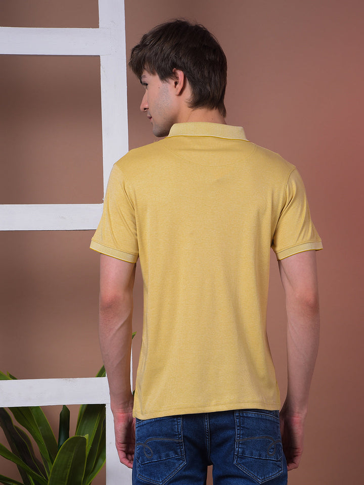 cobb mustard striped polo neck t-shirt